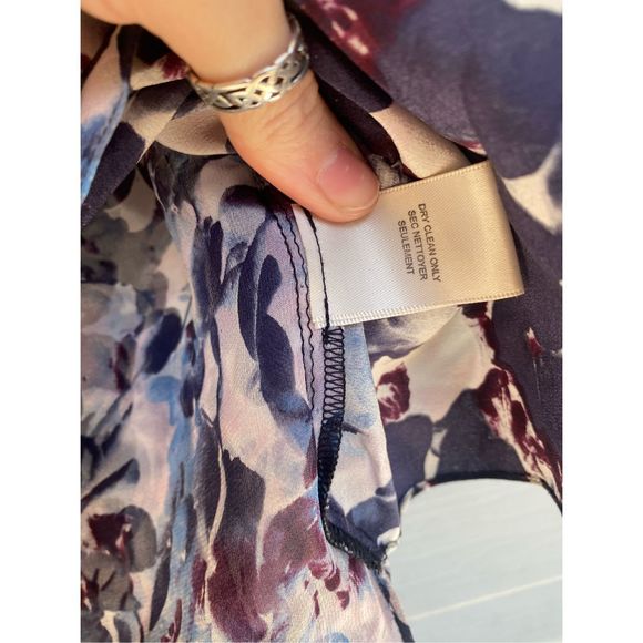 Rebecca Taylor Blue black Abstract Printed Short Sleeve Silk Blouse Sz 4 MP $200 - Picture 9 of 12